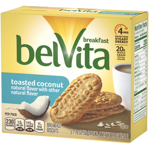 Belvita Breakfast Toasted Coconut Biscuit, 1.76 Ounce -- 30 per case.