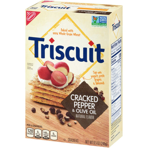 Nabisco Triscuit Cracked Pepper and Olive Oil Crackers, 8.5 Ounce -- 6 per case.