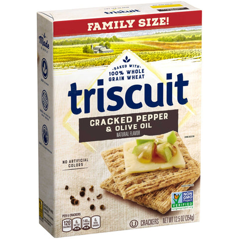 Triscuit Cracked Pepper and Olive Oil Cracker, 12.5 Ounce -- 6 per case.