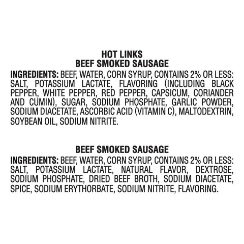 Hillshire Farm Beef Smoked Sausage Link, 13.5 Ounce -- 12 per case.