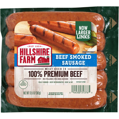 Hillshire Farm Beef Smoked Sausage Link, 13.5 Ounce -- 12 per case.