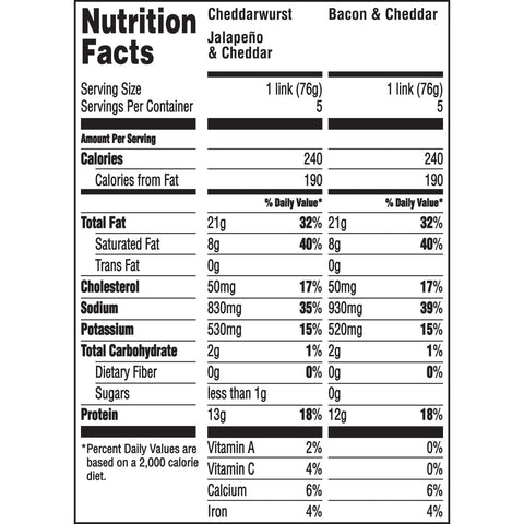 Hillshire Farm Cheddar Smoked Sausage Link, 13.5 Ounce -- 12 per case.