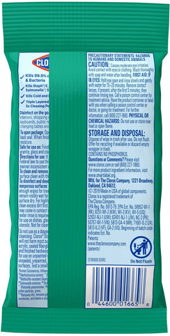 Clorox To Go Fresh Scent Disinfectant Wipe - 9 count per pack -- 24 packs per case