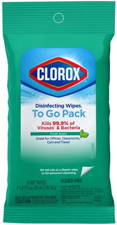 Clorox To Go Fresh Scent Disinfectant Wipe - 9 count per pack -- 24 packs per case