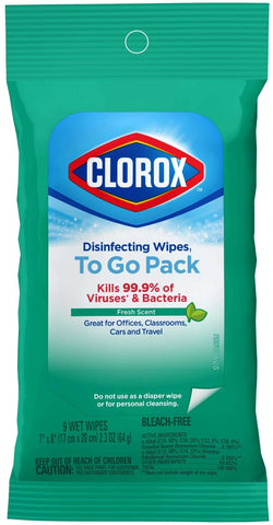 Clorox To Go Fresh Scent Disinfectant Wipe - 9 count per pack -- 24 packs per case