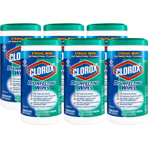 Clorox Commercial Solutions Fresh Scent Disinfecting Wipes, 75 count per pack -- 6 per case.