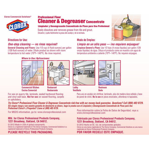Clorox Commercial Solutions Floor Cleaner Concentrate, 128 Fluid Ounce -- 4 per case.