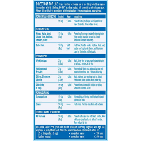 Clorox Commercial Solutions Germicidal Liquid Bleach Concentrate, 121 Fluid Ounce -- 3 per case.