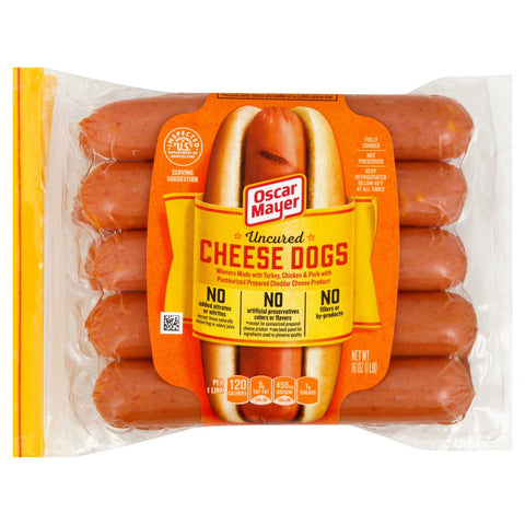Kraft Oscar Mayer Hot Dog - Cheese, 16 Ounce -- 12 per case.