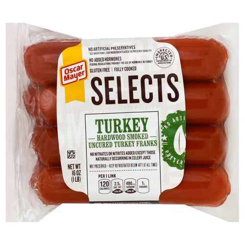 Oscar Mayer Selects Turkey Smoked Franks, 1 Pound -- 12 per case.