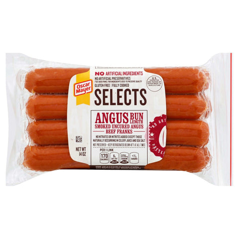 Oscar Mayer Selects Gluten Free Angus Beef Frank, 14 Ounce -- 12 per case.