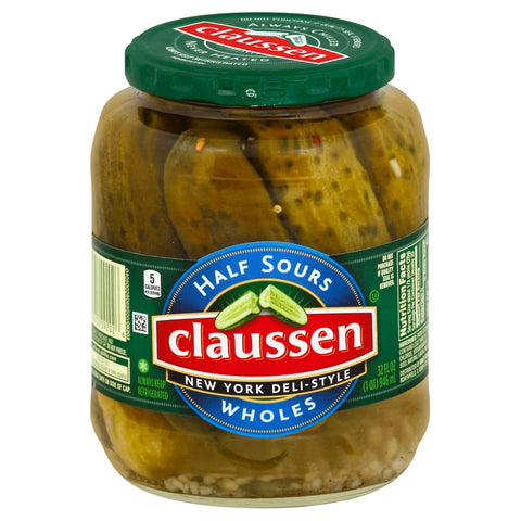 Claussen New York Deli Style Half Sour Whole Pickle, 32 Ounce -- 12 per case