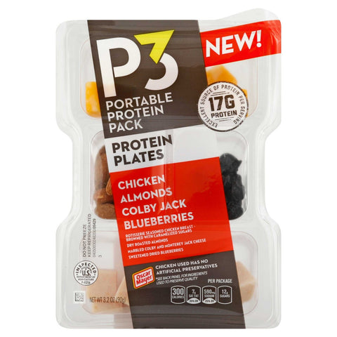 Oscar Mayar P3 Chicken Colby Jack Almond Convenience Meal, 3.2 Ounce -- 8 per case.