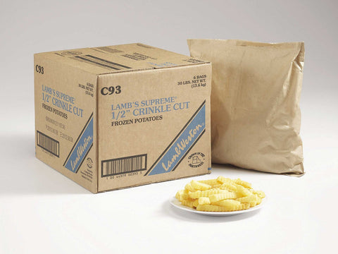Lamb Weston Supreme Crinkle Cut Potato French Fry, 5 Pound -- 6 per case.