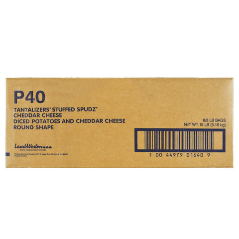 Lamb Weston Tantalizers Stuffed Spudz Round Cheddar Cheese, 3 Pound -- 6 per case.