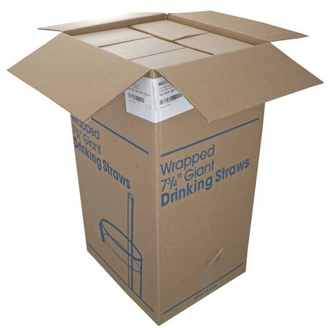 D and W Fine Pack Wrapped Giant Straws with Red Stripe, 7.75 inch -- 7500 per case.