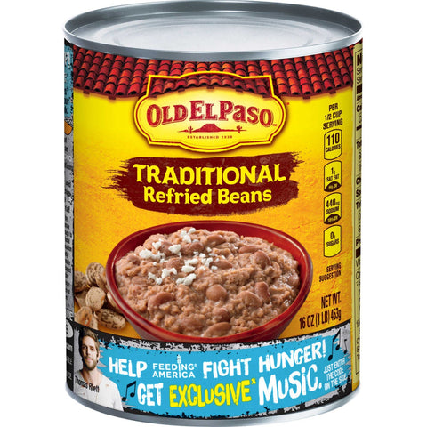 Old El Paso Traditional Refried Beans, 16 Ounce -- 24 per case.
