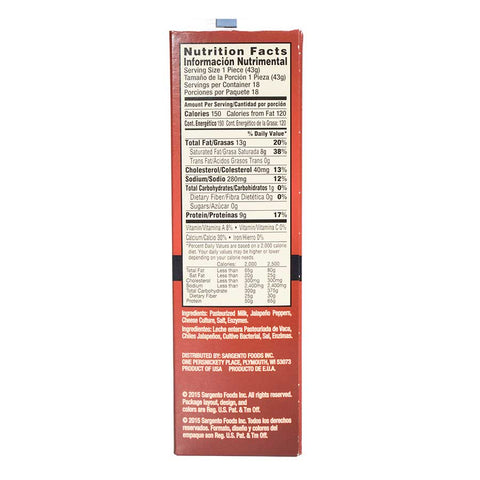 Sargento Pepperjack Cheese Snacks, 1.5 Ounce -- 72 per case.