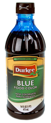 Durkee Blue Food Color, 6 Bottles Per Case, 16 Ounces Per Bottle.