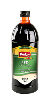 Durkee Red Food Color, 6 Bottles Per Case, 32 Ounces Per Bottle.