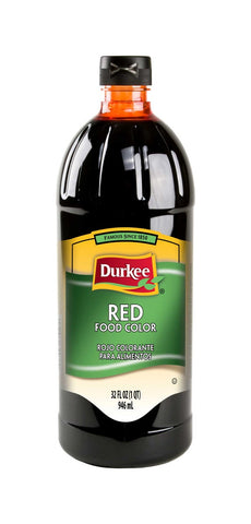 Durkee Red Food Color, 6 Bottles Per Case, 32 Ounces Per Bottle.