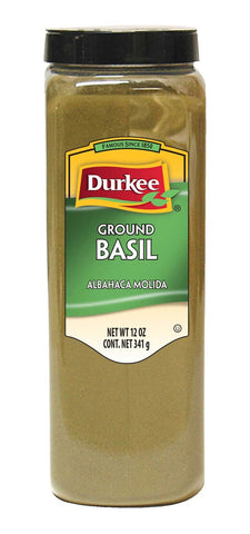 Durkee Ground Basil - 12 oz. container, 6 per case