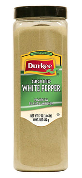 Durkee Ground White Pepper - 17 oz. container, 6 per case