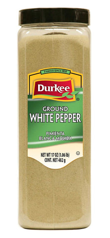 Durkee Ground White Pepper - 17 oz. container, 6 per case