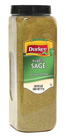 Durkee Rubbed Sage - 6 oz. container, 6 per case