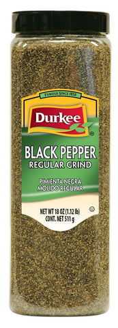 Durkee Regular Ground Black Pepper - 18 oz.. container, 6 per case