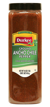 Durkee Ground Ancho Chile Pepper - 16 oz. container, 6 per case