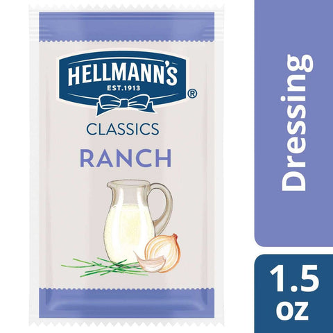 Hellmanns Classics Salad Dressing Portion Control Sachets Ranch 1.5 oz -- 102 per case