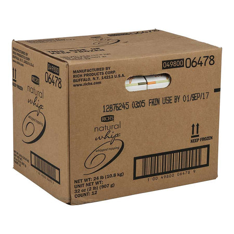 Rich Natural Whip Topping, 32 Ounce -- 21 per case.