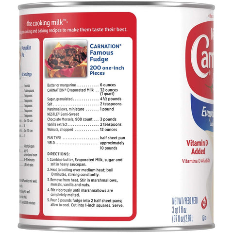 Nestle Carnation Vitamin D Added Evaporated Milk, 97 Ounce -- 6 cans per case