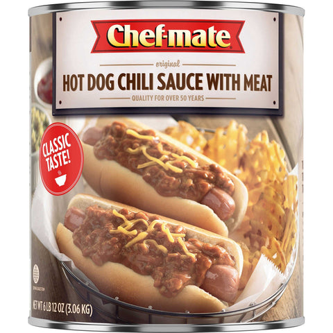 Chef-Mate Hot Dog Chili Sauce with Beef - 108 oz. can, 6 per case