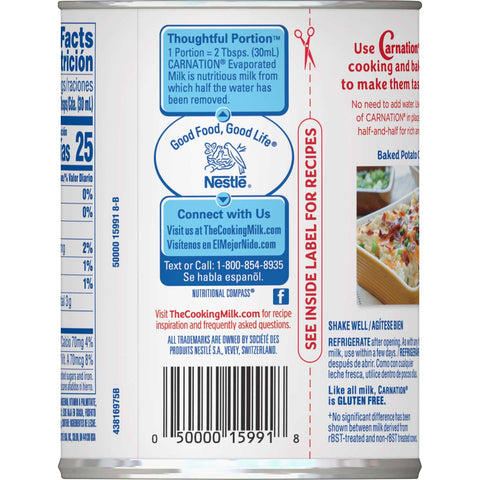 Carnation Evaporated Low Fat Milk, 12 Ounce -- 24 per case.