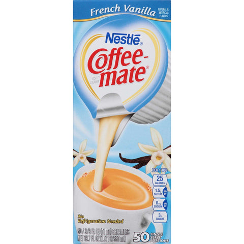 Coffee-Mate French Vanilla Liquid Creamer - 50/0.375 oz. cups per box, 4 boxes per case