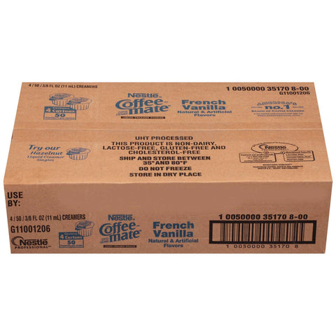 Coffee-Mate French Vanilla Liquid Creamer - 50/0.375 oz. cups per box, 4 boxes per case