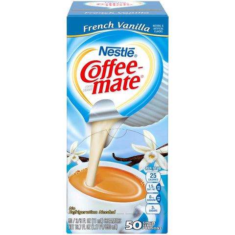 Coffee-Mate French Vanilla Liquid Creamer - 50/0.375 oz. cups per box, 4 boxes per case