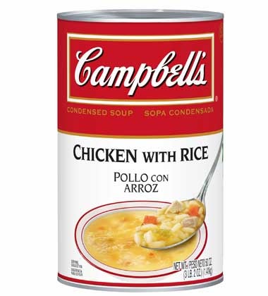 Campbells Condensed Chicken Soup w/ Rice - 50 oz. can, 12 per case