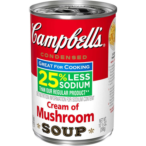 Campbells Low Sodium Cream of Mushroom Condensed Soup, 10.5 Ounce -- 12 per case.
