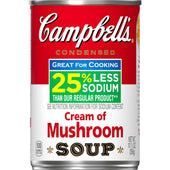 Campbells Low Sodium Cream of Mushroom Condensed Soup, 10.5 Ounce -- 12 per case.