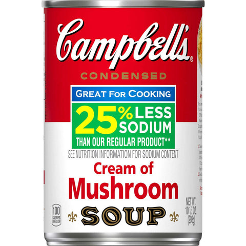 Campbells Low Sodium Cream of Mushroom Condensed Soup, 10.5 Ounce -- 12 per case.