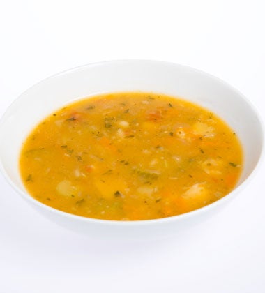 Well and Good Frozen Condensed Tuscan White Bean Soup with Chicken - 4 lb. tray, 3 per case