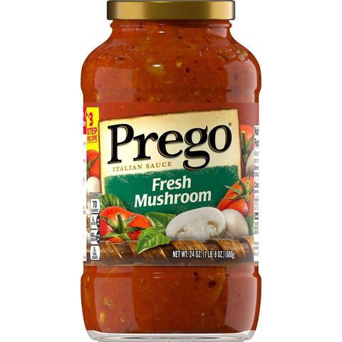 Prego Fresh Mushroom Classic Italian Spaghetti Sauce, 24 Ounce - 3 per pack -- 4 packs per case.