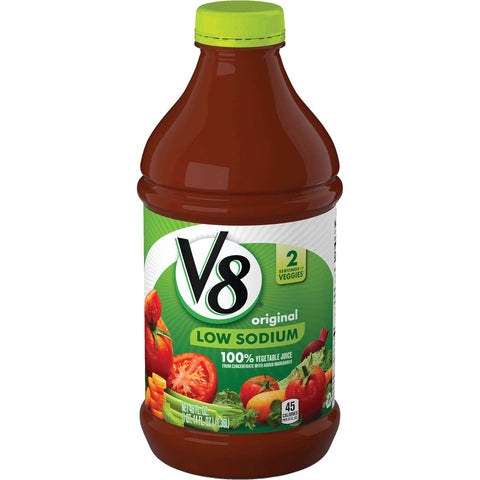 V8 Low Sodium Vegetable Juice, 46 Fluid Ounce -- 6 per case.