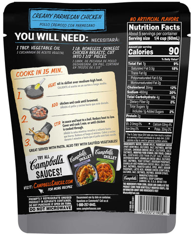 Campbells Creamy Parmesan Chicken Skillet Sauce, 11 Ounce Pouch -- 6 per case