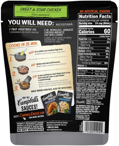 Campbells Sweet and Sour Chicken Skillet Sauce, 11 Ounce Pouch -- 6 per case