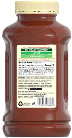 Prego Traditional Italian Sauce, 45 Ounce -- 6 per case