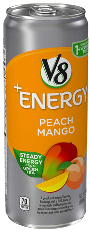 V8 Plus Energy Peach Mango Juice Drink Blend, 11.5 Fluid Ounce -- 12 per case